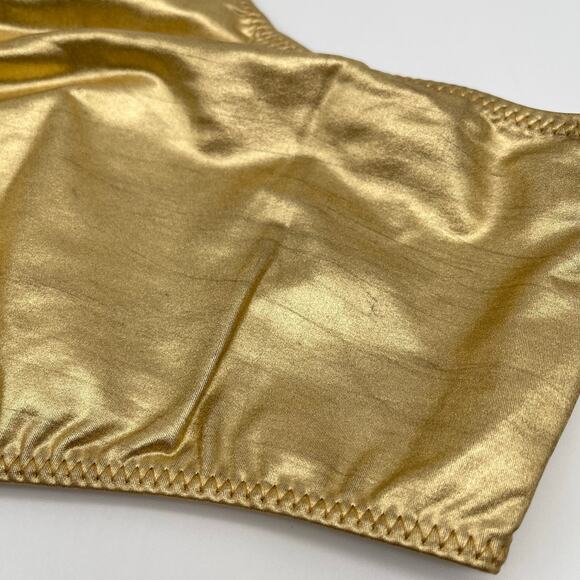 Norma Kamali | NWT Shane Metallic Gold Foil One Piece Bathing Suit Bodysuit S - Picture 8 of 13